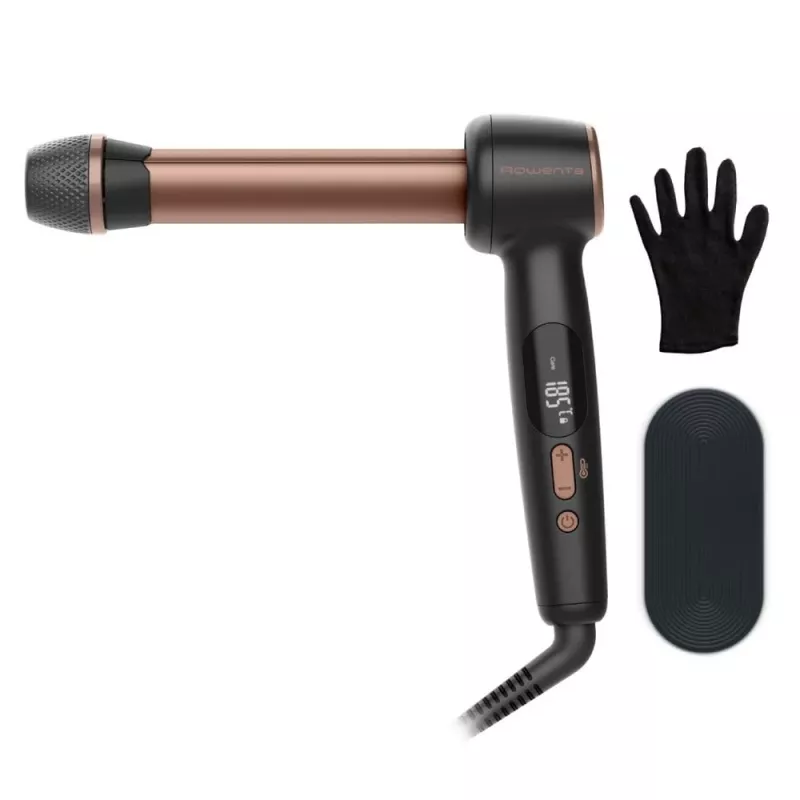 Rowenta CF4620E0 Twist Curl Garbenimo žnyplės – keramika, jonų kondicionavimas, 27/32/38 mm, LCD ekranas, 86 W, juoda/varinė