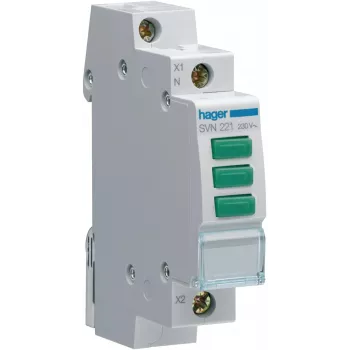 HAGER SVN221 Modulinis indikatorius, 230 V kintamoji srovė, 3 x žali LED, DIN bėgelis