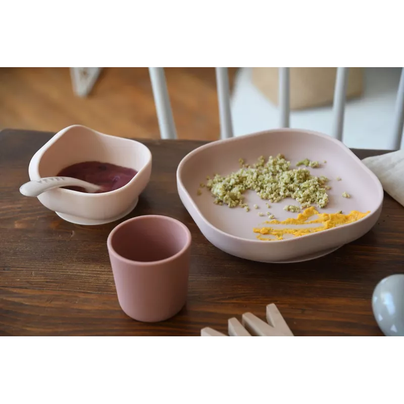 Beaba Baby Meal Set Pink Silicone