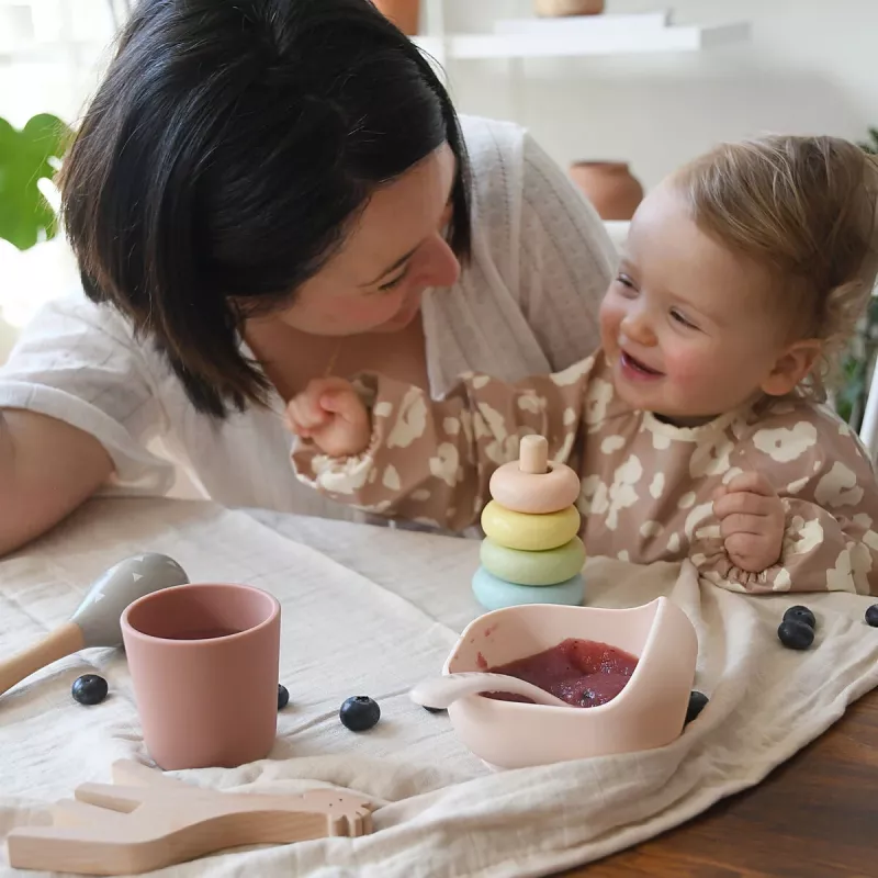 Beaba Baby Meal Set Pink Silicone