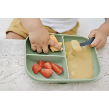 Beaba 3-Compartment Suction Plate Sage Green