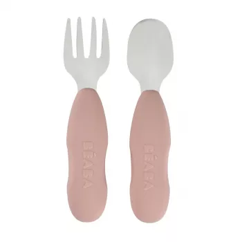 Beaba First Stainless Steel Cutlery Set Cotton Candy