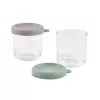 BEABA Stiklinių indelių rinkinys su dangteliais 2 x 250 ml Sage Green/Gazelle