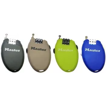 Master Lock 4603EURD kombinacinė spyna su įtraukiamu trosu, juoda