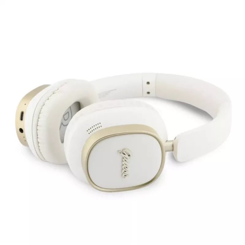 Guess Bluetooth ENC Rectangle Metal Script Ausinės Baltos