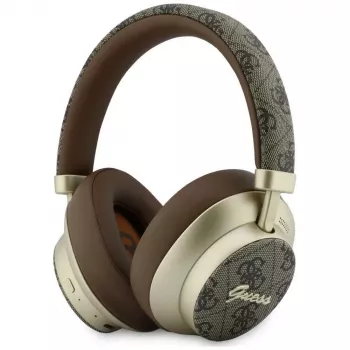 Guess GUE005457 Over-Ear Bluetooth ausinės su ENC, ruda, auksinio metalo dizainas