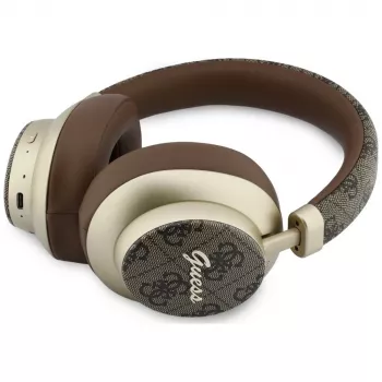 Guess GUE005457 Over-Ear Bluetooth ausinės su ENC, ruda, auksinio metalo dizainas