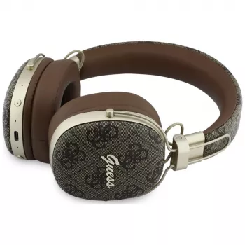 Guess GUE005462 Bluetooth ausinės su ENC, metalinis dizainas, 4G Script logotipas, ruda