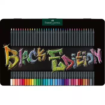FABER-CASTELL Black Edition spalvoti pieštukai – ryškių spalvų rinkinys (36 vnt.)