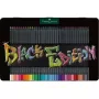 FABER-CASTELL Black Edition spalvoti pieštukai – ryškių spalvų rinkinys (36 vnt.)