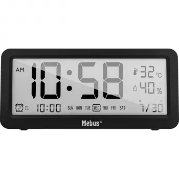 MEBUS 25819 Kvarcinis žadintuvas su LCD ekranu, juodas