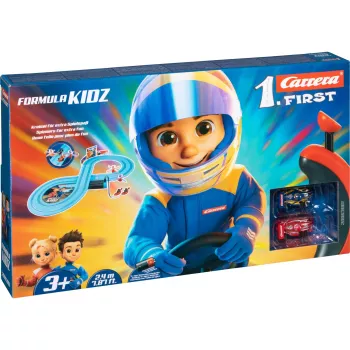 Carrera FIRST Formula Kidz First Cars Set (20063061) – 1:50 mastelio lenktynių trasa vaikams