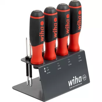 WIHA SoftFinish atsuktuvas su bitų laikikliu 1/4 inch (juodas/raudonas, su reketo funkcija)
