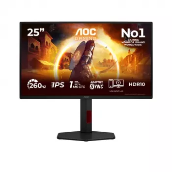 AOC Gaming 25G4ZR – 25 colių Full HD monitorius, 260 Hz overclocked, 1 ms, G-Sync Compatible, HDR10 (1920x1080, 2x HDMI 2.0, DP 1.4) Juoda/Raudona