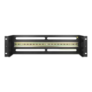 DELOCK 19 inch Skirstomasis skydas su DIN bėgeliu ir kabelių įtempimo mažinimo bėgeliais 3U plieninis juodas