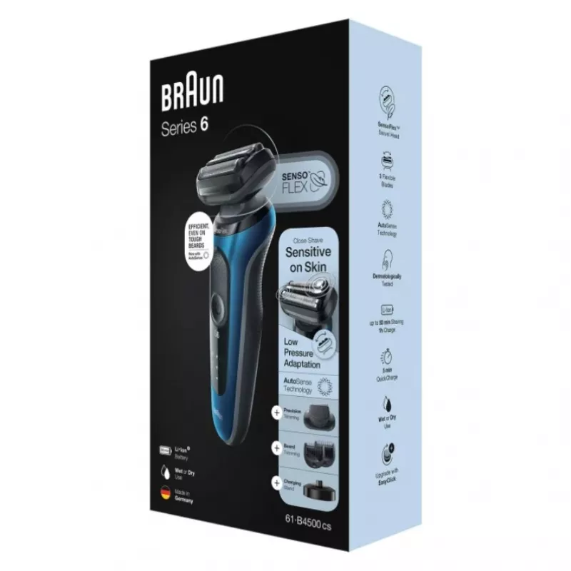 Braun Series 6 61-B4500cs folijos skustuvas mėlynas