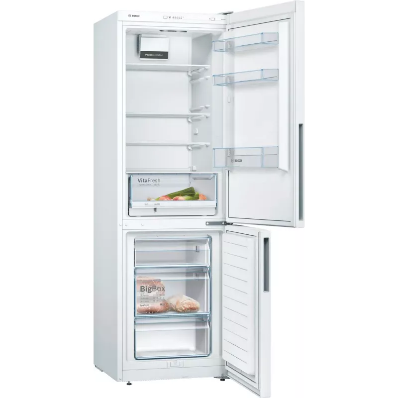 Bosch KGV362WEAS šaldytuvas-šaldiklis, baltas, 308 L bendras naudingas tūris, energijos klasė E