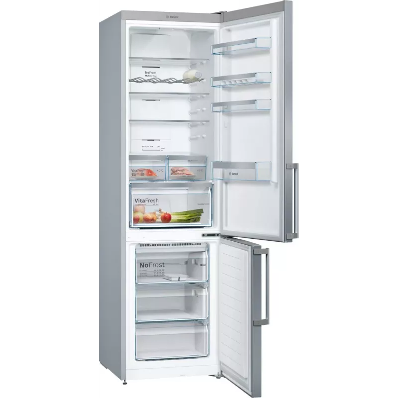 Bosch KGN397LEQ Laisvai pastatomas šaldytuvas-šaldiklis su NoFrost, VitaFresh, 363 L, Inox-look, energijos klasė E