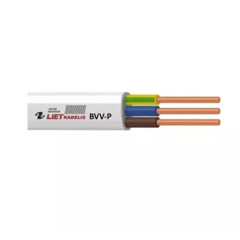 BVV-P 2x2.5 mm² plokščias maitinimo kabelis, baltas, 100 m