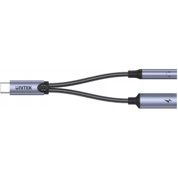 UNITEK USB-C į 3,5 mm garso lizdą ir USB-C 60W PD adapteris (Space Grey)