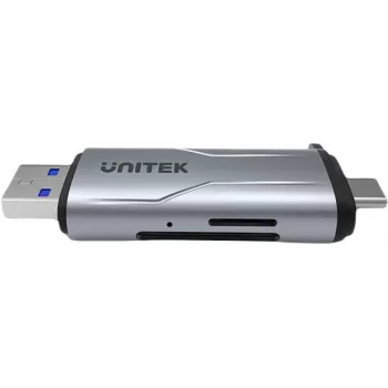 UNITEK SD/microSD kortelių skaitytuvas USB-A 5Gbps/USB-C Space Grey