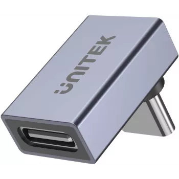 UNITEK USB-C į USB-C 90 laipsnių kampinis adapteris 40Gbps 240W Space Gray