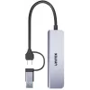 UNITEK 5-in-1 USB-C Hub su SD ir „MicroSD“ kortelių skaitytuvu, 5 Gbps, kosminė pilka