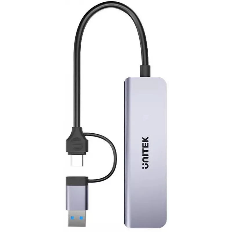UNITEK 5-in-1 USB-C Hub su SD ir „MicroSD“ kortelių skaitytuvu, 5 Gbps, kosminė pilka