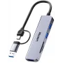 UNITEK 5-in-1 USB-C Hub su SD ir „MicroSD“ kortelių skaitytuvu, 5 Gbps, kosminė pilka