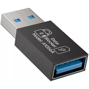 UNITEK USB-A duomenų blokavimo adapteris – tik įkrovimui, juodas