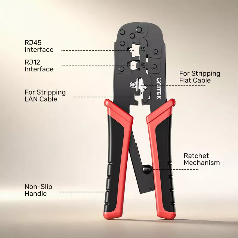 UNITEK Ratchet Network Crimping Tool for CAT6 Connectors (8P/6P/4P)