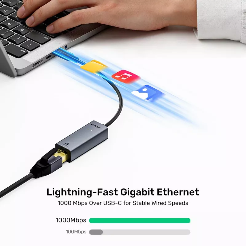 UNITEK USB-C į Gigabit Ethernet adapteris 1 Gbps – Space Gray