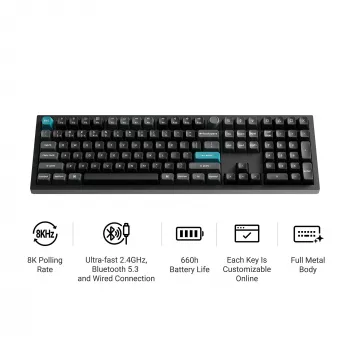 Keychron Q6U-P1 100% Full-Size mechaninė klaviatūra su Gateron G Pro 3.0 Milk POM Red jungikliais