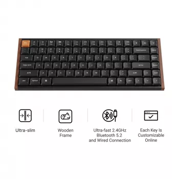 Keychron K3M-F1 75% Low-Profile mechaninė klaviatūra, Gateron Red jungikliai, RGB, Hot-Swap, Bluetooth 5.1 ir USB-C, juoda