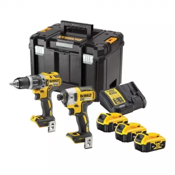 DEWALT 18V XR Brushless Combi Drill & Impact Driver Twin Pack DCK266P3T su 3x 5.0Ah baterijomis, įkrovikliu ir TSTAK dėklu