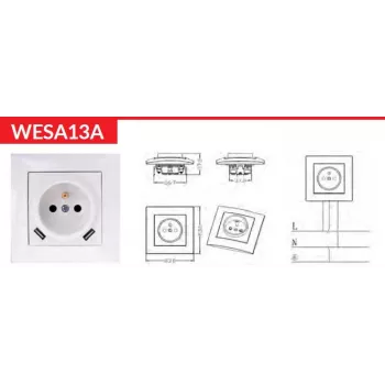VCX WESA LC 13A lizdas su USB įkrovikliu, baltas