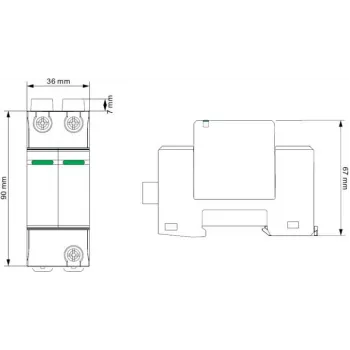 VCX DC C2P 1000V PV30 2P 1000V DC apsauginis įtaisas nuo viršįtampių, 2 tipas, fotovoltinėms sistemoms