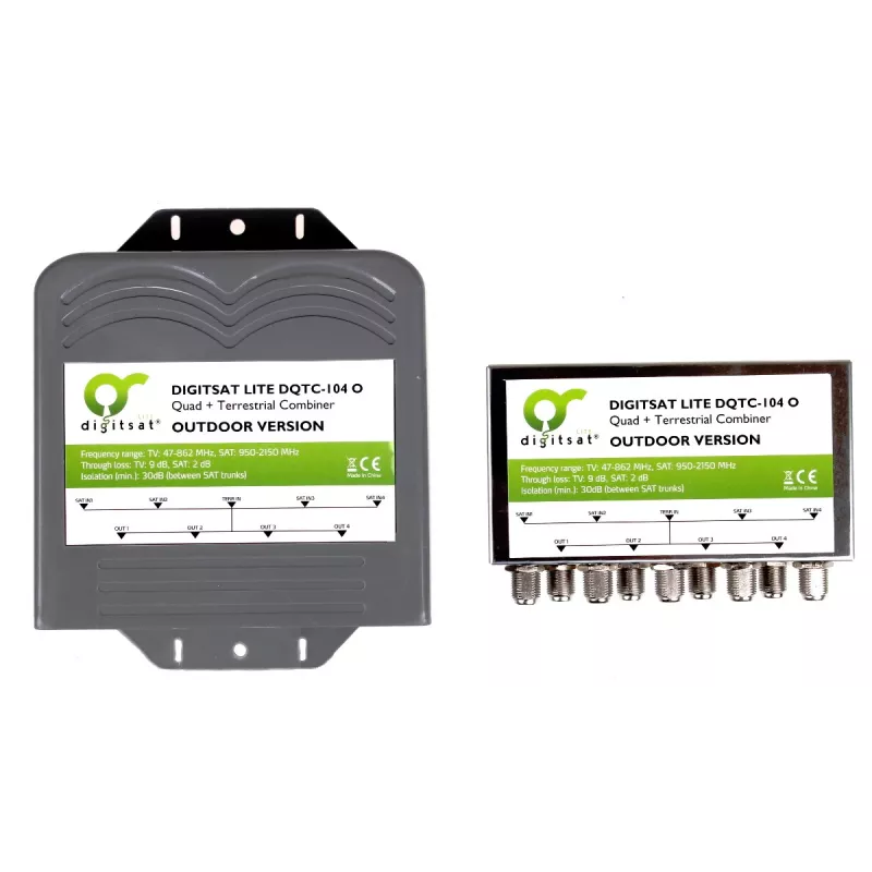 AXING SUMATOR DIGISAT QUAD+TV DQTC-104 Multiswitch (8 palydoviniai įėjimai, 1 antžeminis įėjimas, 4 vartotojų išėjimai)