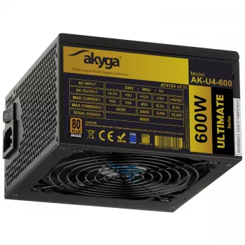 Akyga Ultimate AK-U4-600 600W ATX maitinimo blokas 80 PLUS Bronze Active PFC 120mm ventiliatorius
