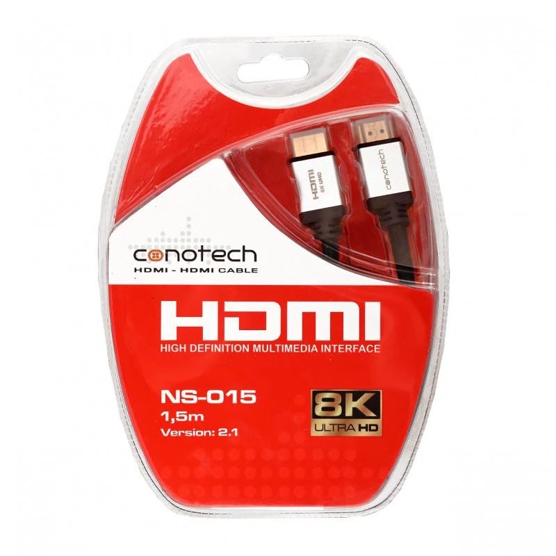 CONOTECH NS-015 2.1 8K HDMI kabelis 1,5 m Ultra High Speed 48Gbps juodas