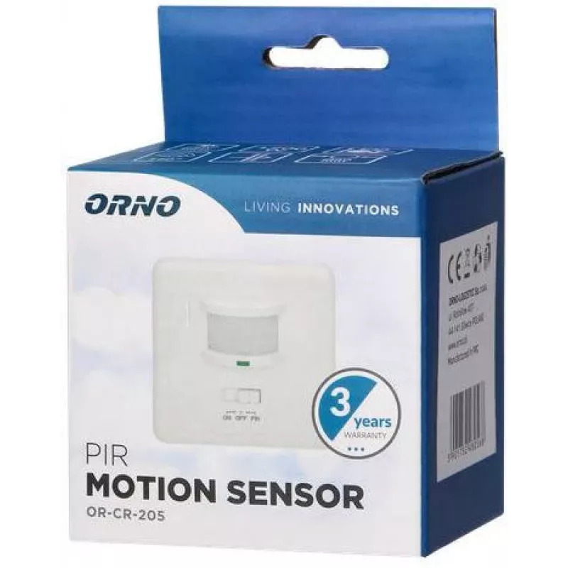 ORNO OR-CR-205 PIR judesio daviklis, 360°, 6 m, 230 V, baltas, įmontuojamas į lubas