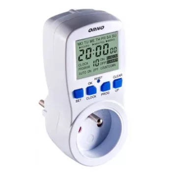 ORNO OR-PRE-409 Skaitmeninis savaitinis programuojamas laikmatis, 230V, 16A, 10 programų, LCD ekranas, atgalinis skaičiavimas