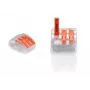 TRYTYT PC-233 3 krypčių svirtinis sujungimo gnybtas 0,2–4,0 mm² 50 vnt. permatomas oranžinis
