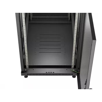 LANBERG 19 inch 27U laisvai pastatoma stelažo spinta 600x1000mm juoda su perforuotomis durimis (plokščia pakuotė)