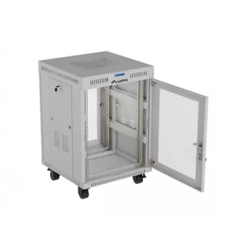 Lanberg FF01-6615-23SL laisvai pastatoma 19 colių spinta 15U 600x600 pilka su perforuotomis durimis, LCD ir plokščia pakuote