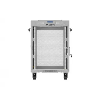 Lanberg FF01-6615-23SL laisvai pastatoma 19 colių spinta 15U 600x600 pilka su perforuotomis durimis, LCD ir plokščia pakuote