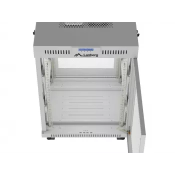 Lanberg 19 colių 15U 600x800 pilkas grindinis spintos stovas su perforuotomis durimis ir LCD (plokščias paketas)