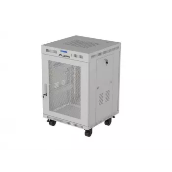 Lanberg 19 colių 15U 600x800 pilkas grindinis spintos stovas su perforuotomis durimis ir LCD (plokščias paketas)