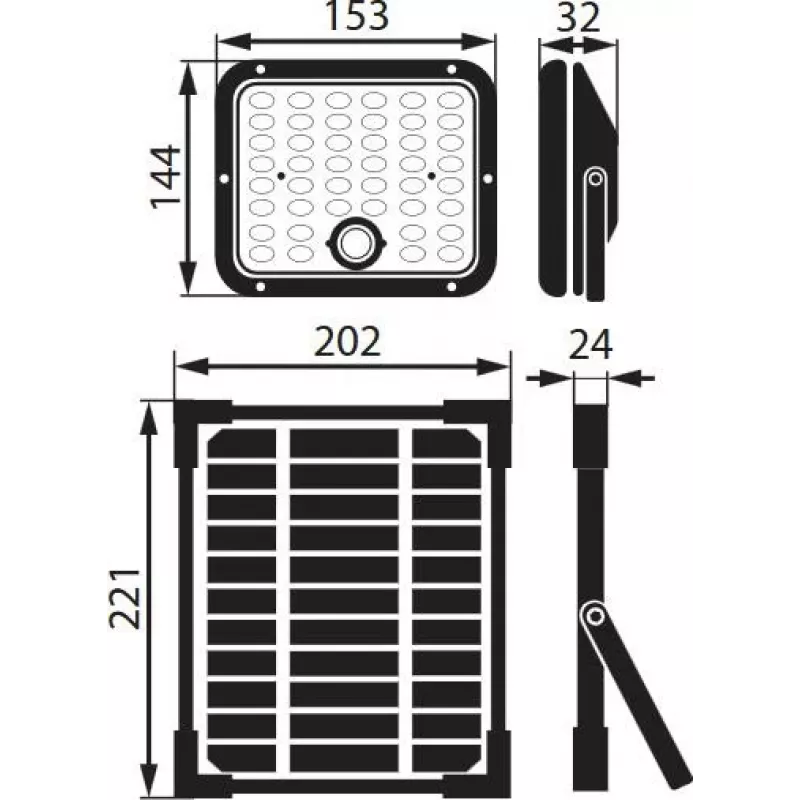 BEMKO SOLPAR 10W 1500lm 3000/4000K IP65 juodas saulės energijos LED prožektorius su PIR jutikliu