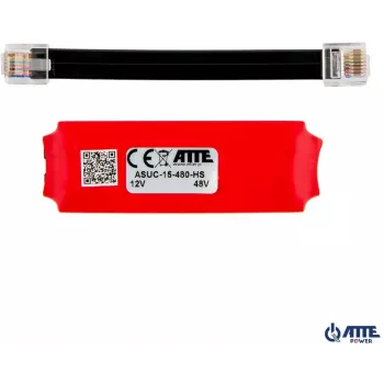 ATTE ASUC-15-480-HS pasyvus PoE adapteris, įėjimas 10-30V DC, išėjimas 48V DC 15W, 0,31A, RJ45, montuojamas ant sienos, juodas